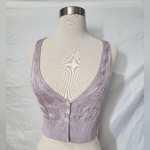 Free People The Vest Of Us Purple Lilac Vest Women’s Medium Festival Crochet